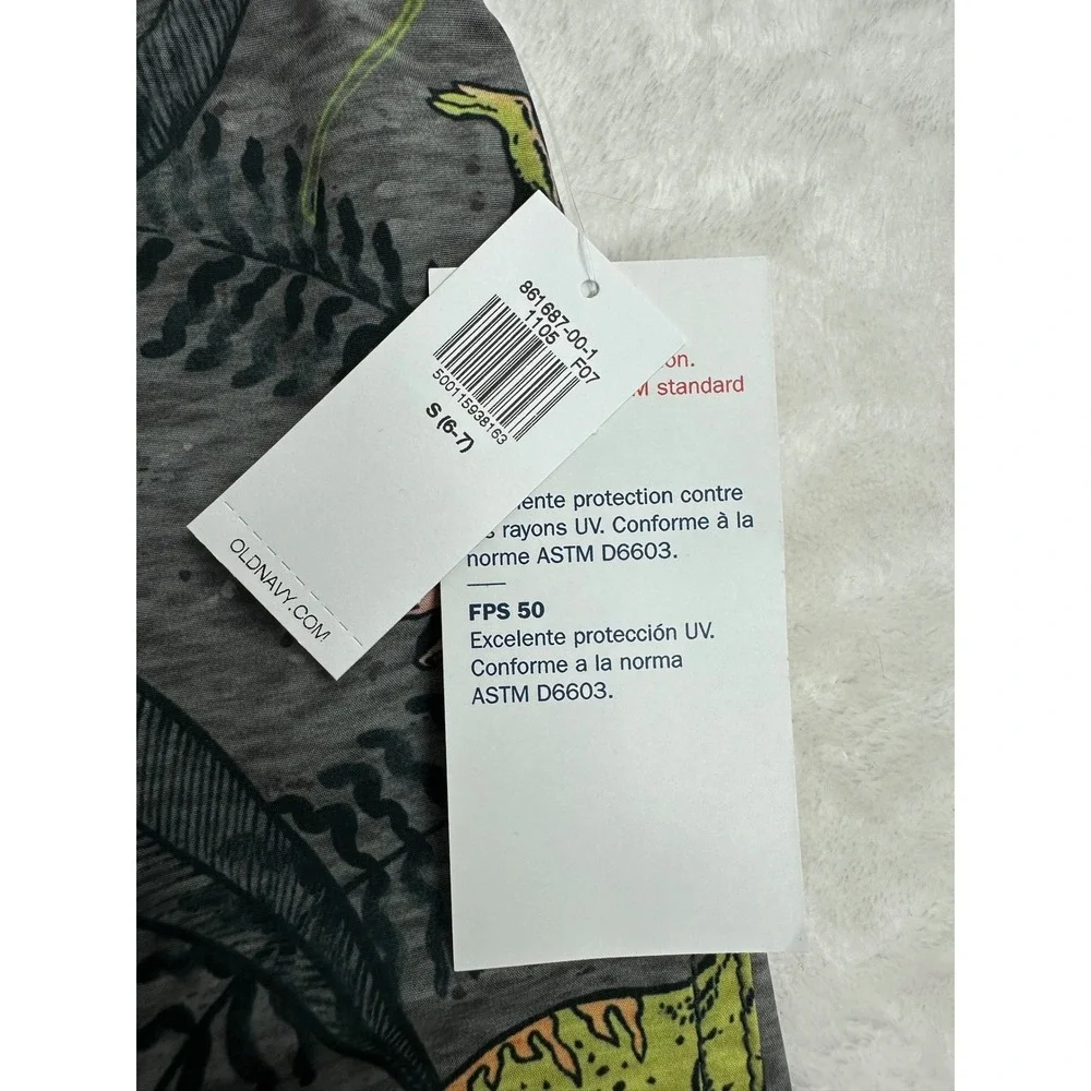 Old Navy Boys Dinosaur Print Swim Trunks‎ Grey Green UPF 50 Size S 6-7 NWT